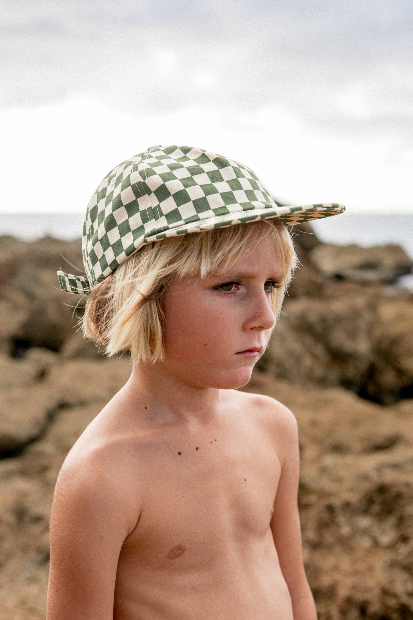 Kids Checkerboard Hat ~ Slate
