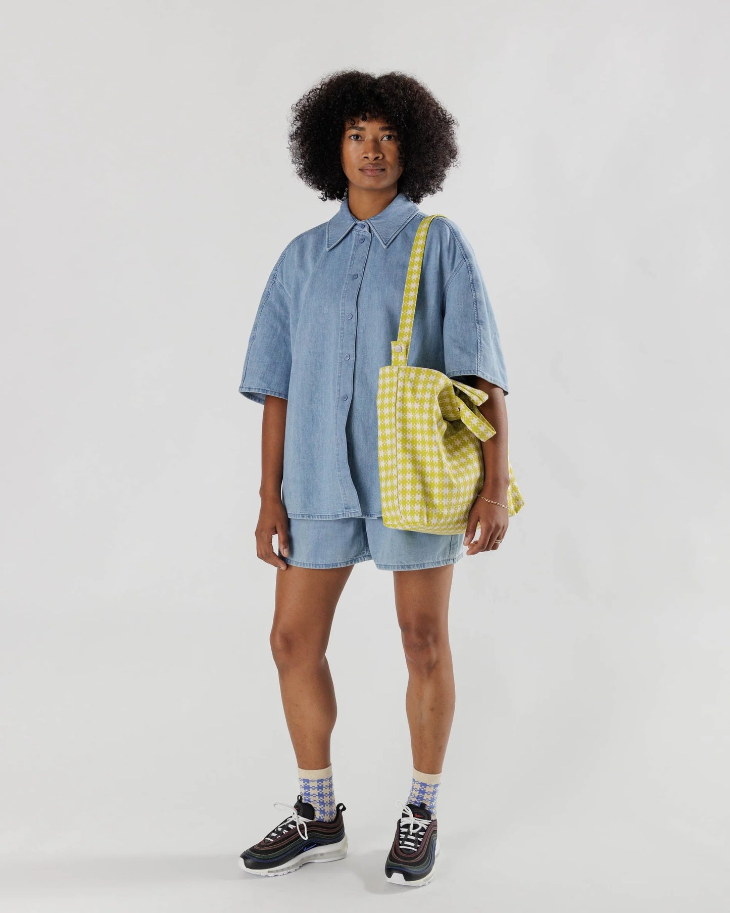 Horizontal Duck Bag ~ Chartreuse Pixel Gingham