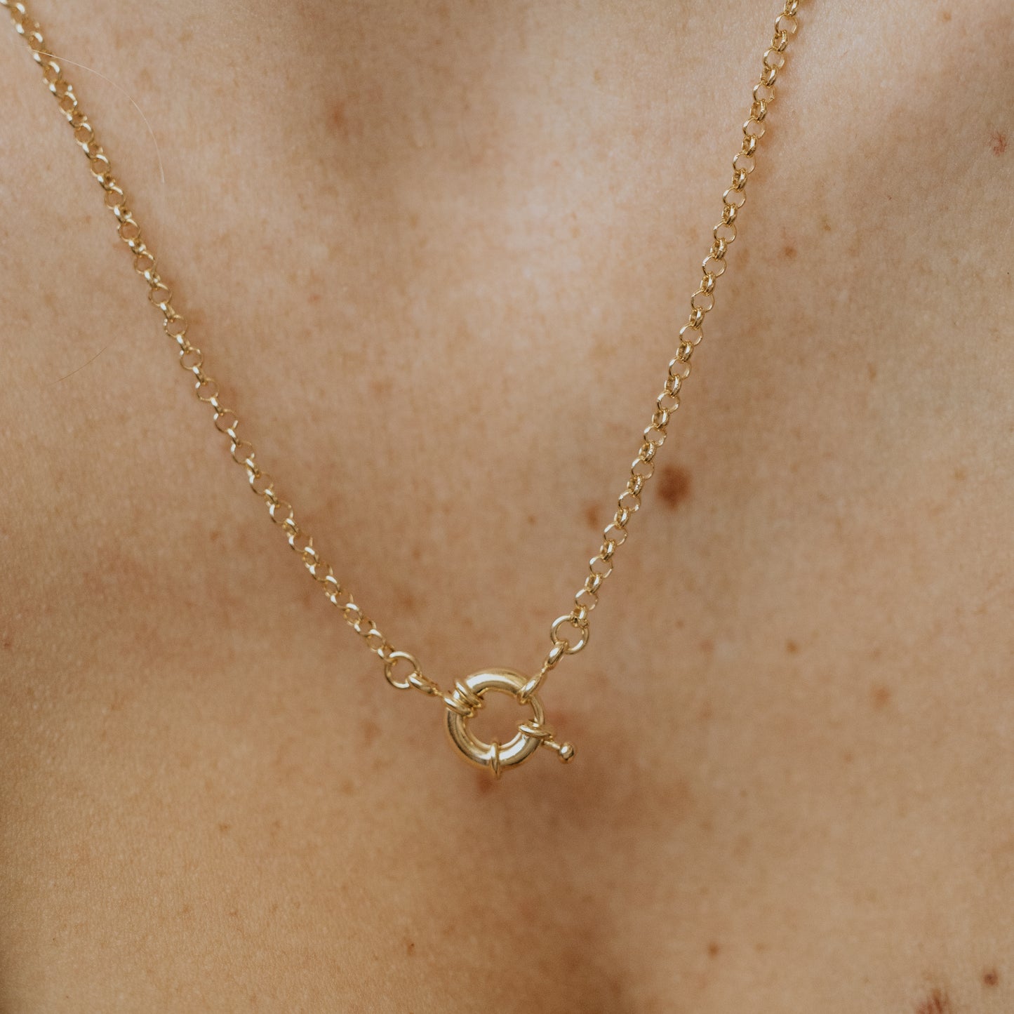 Front Clasp Rolo Chain Necklace