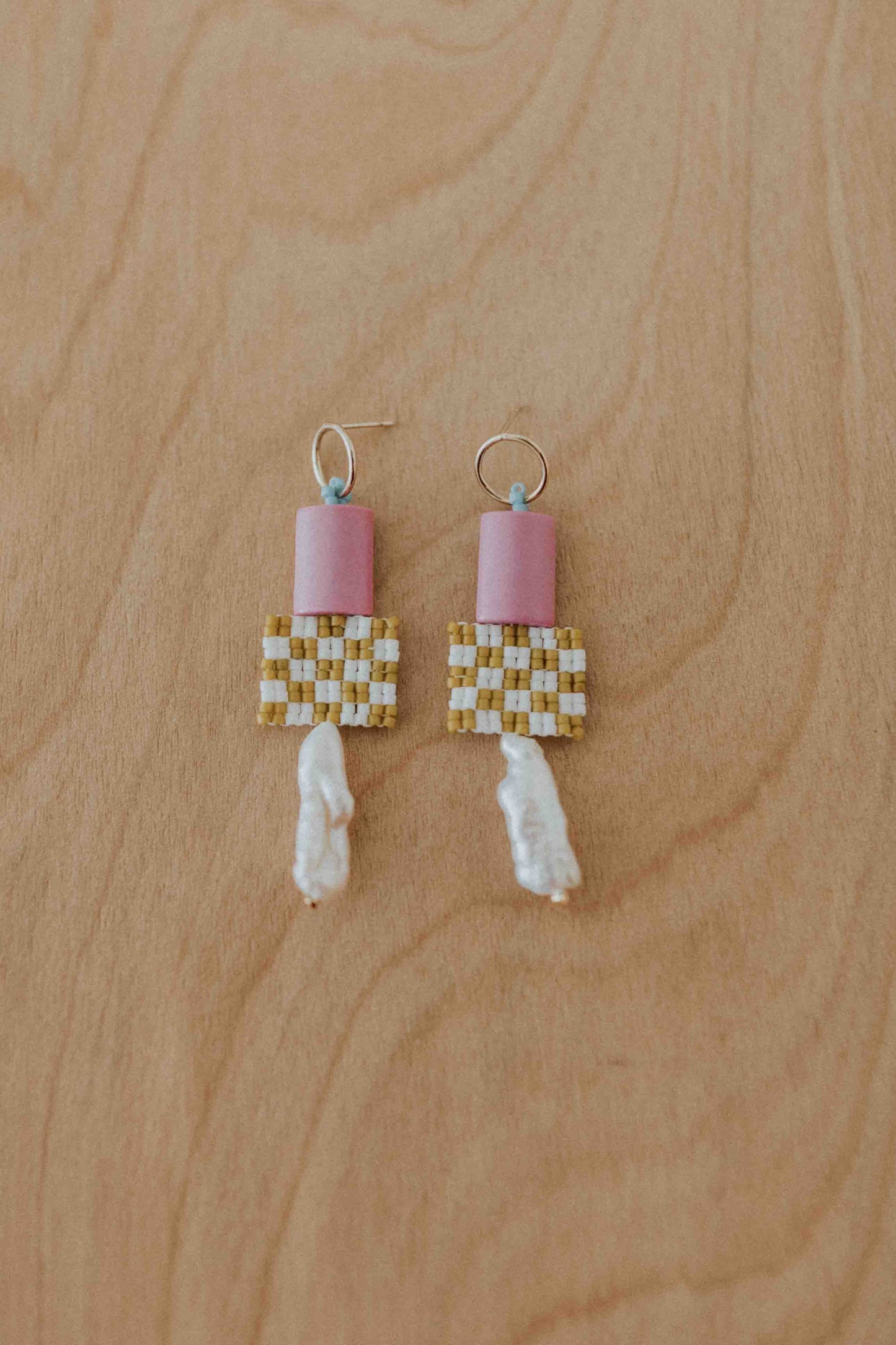 Checkered Pearl Earrings