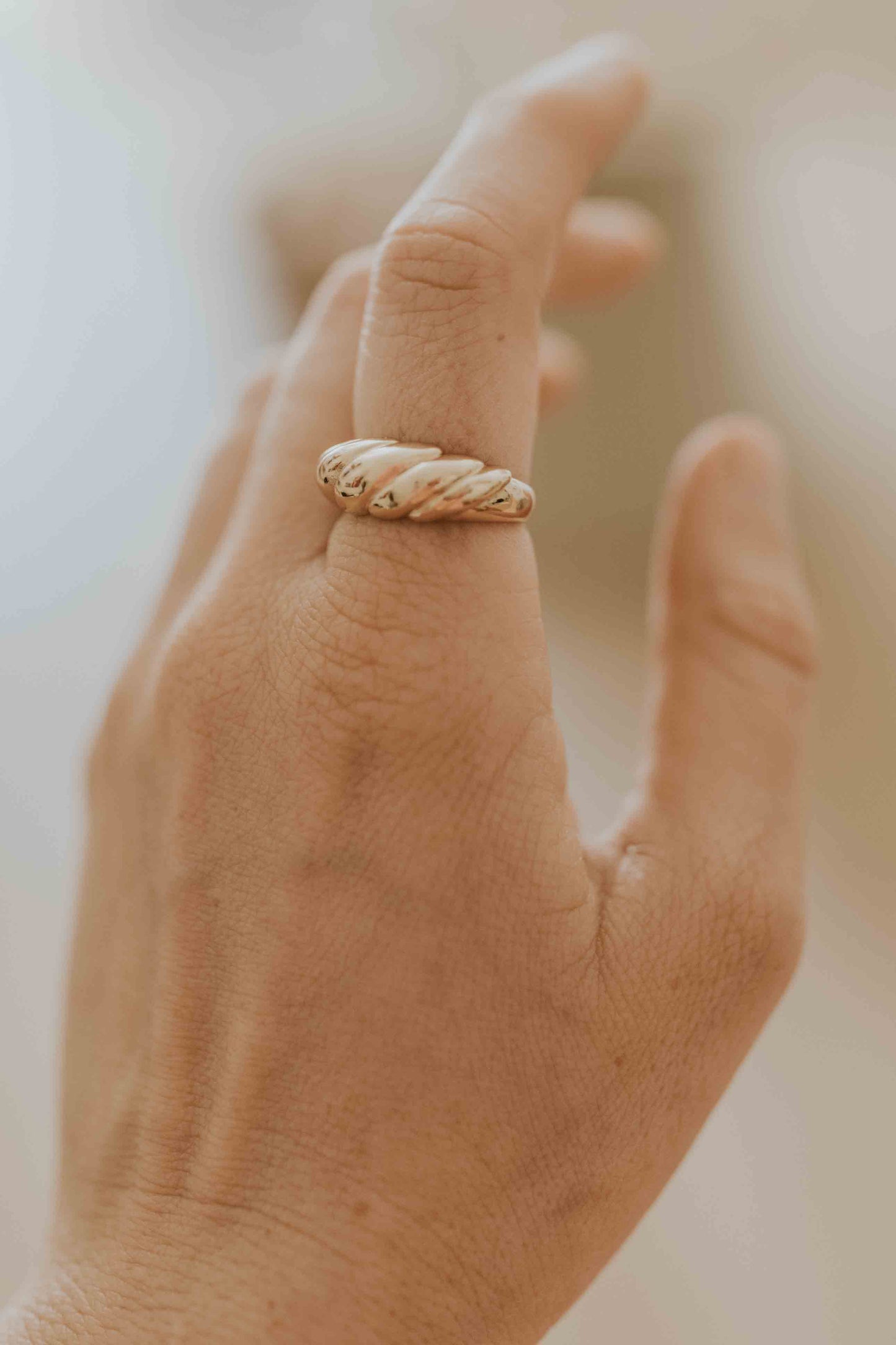 Gold Filled Dome Croissant Ring