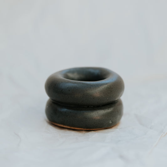 Donut Candlestick Holder ~ Charcoal