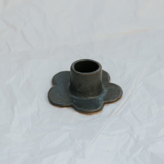 Floral Candlestick Holder ~ Charcoal