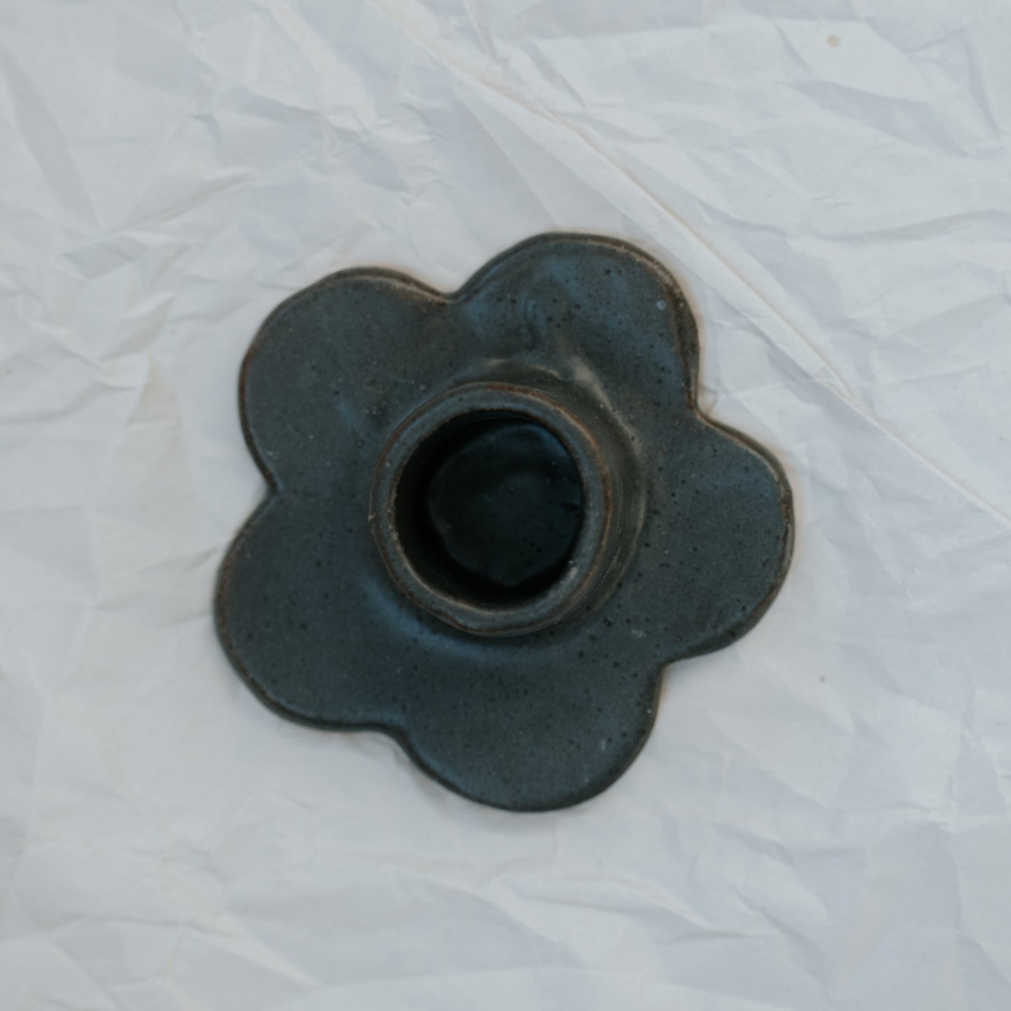 Floral Candlestick Holder ~ Charcoal