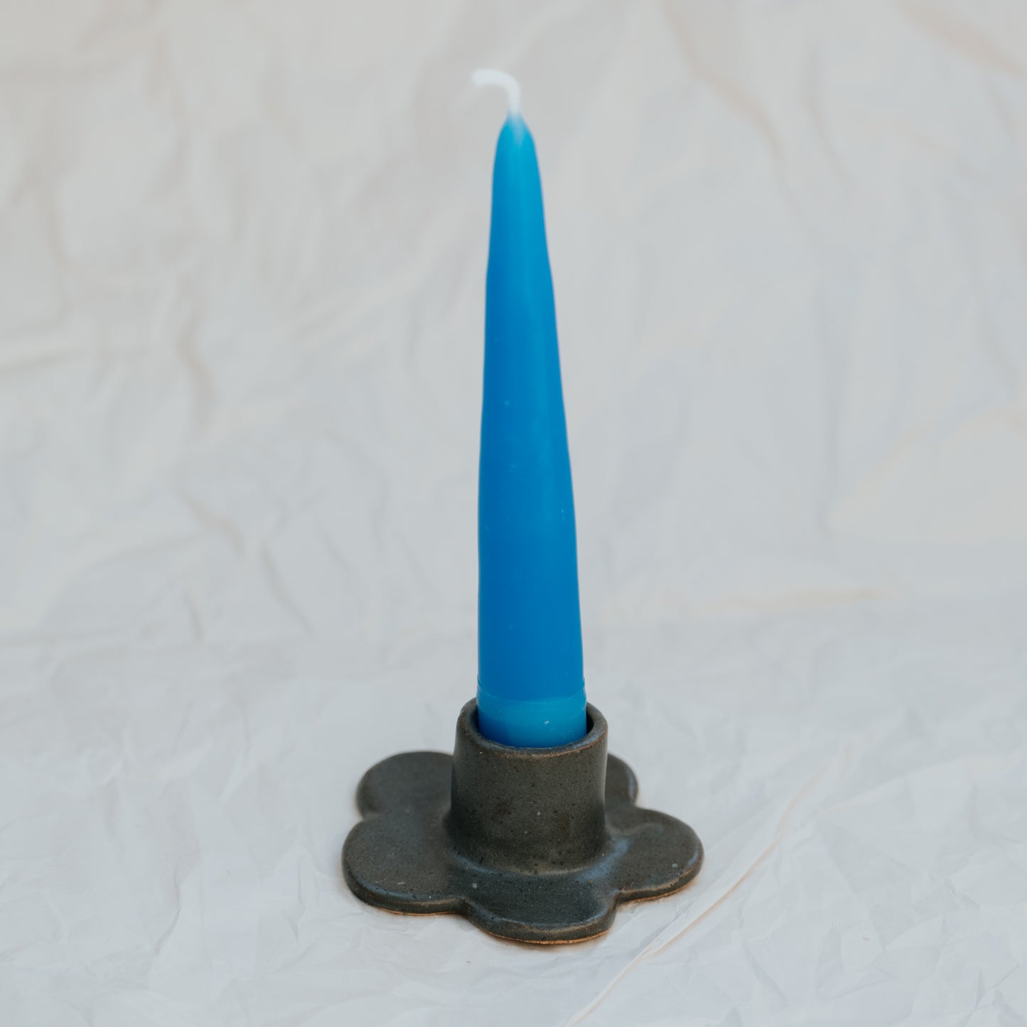 Floral Candlestick Holder ~ Charcoal
