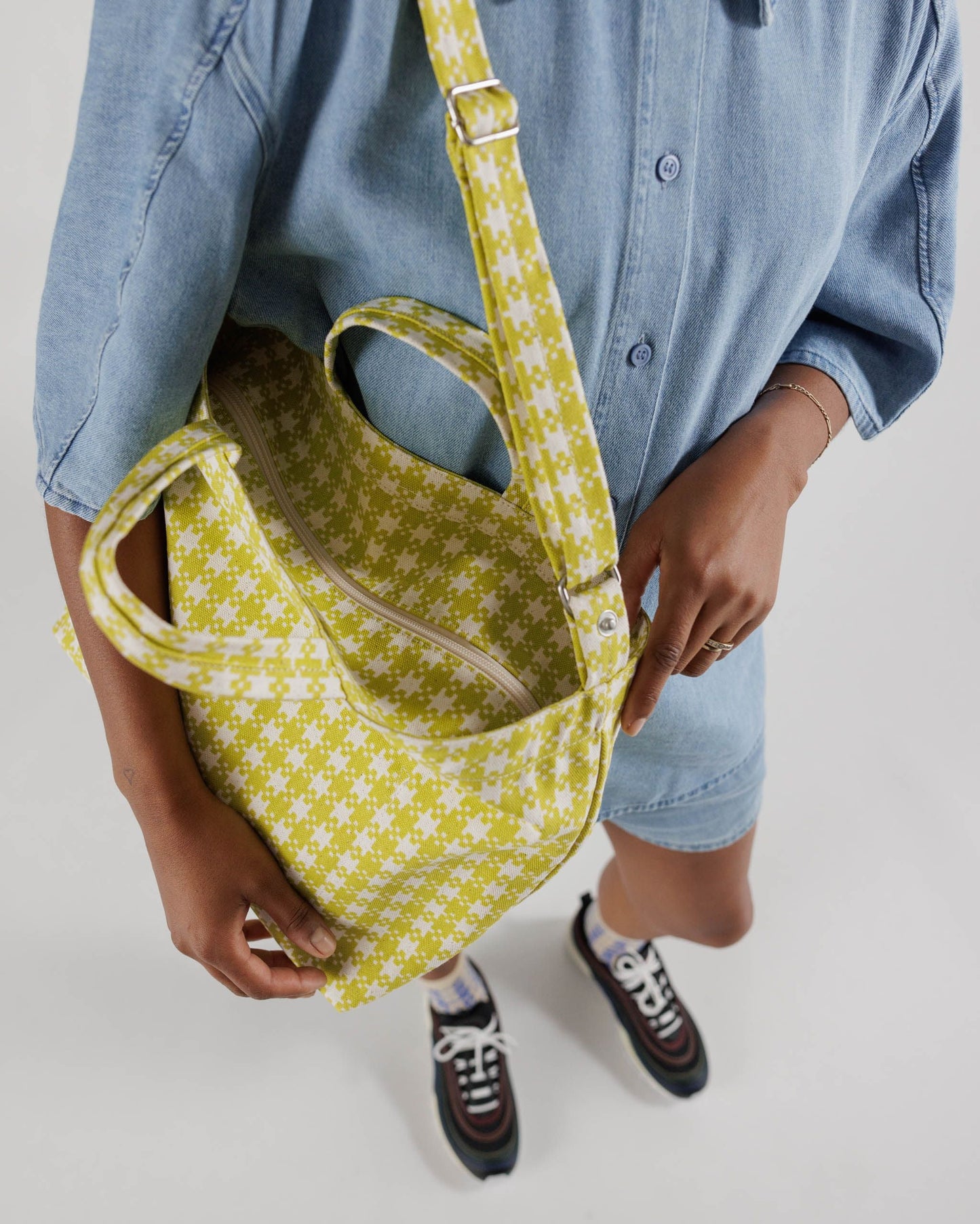Horizontal Duck Bag ~ Chartreuse Pixel Gingham