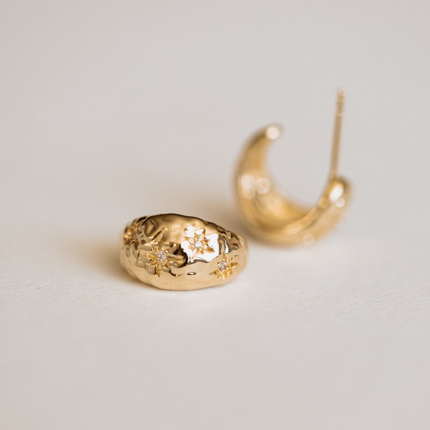Hammered Crescent Moon Earrings