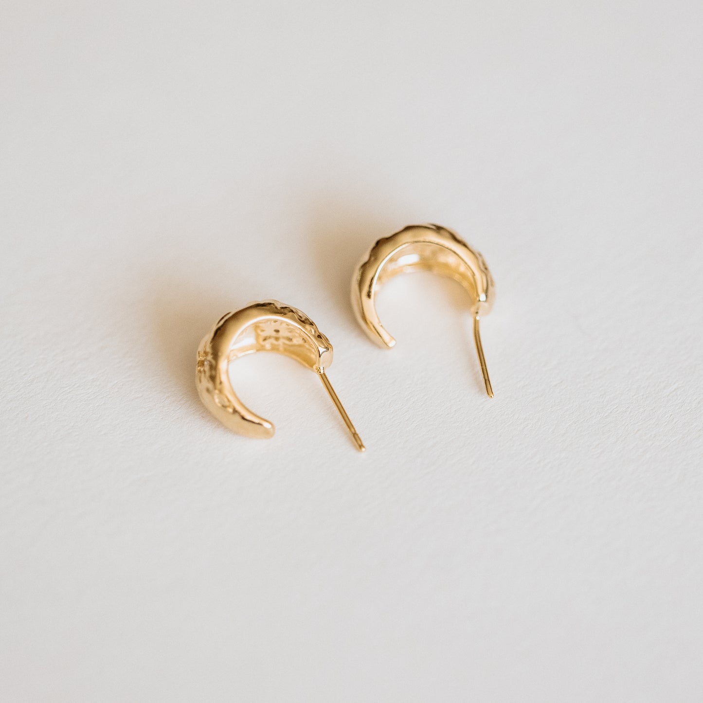 Hammered Crescent Moon Earrings