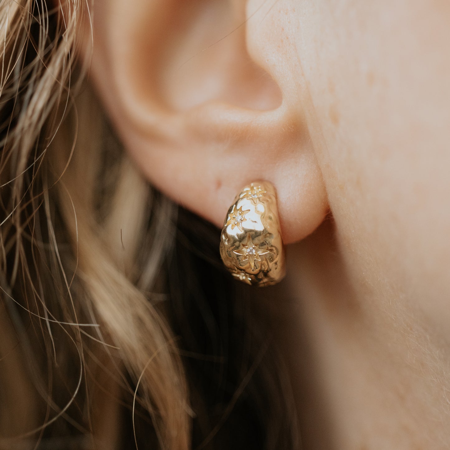 Hammered Crescent Moon Earrings