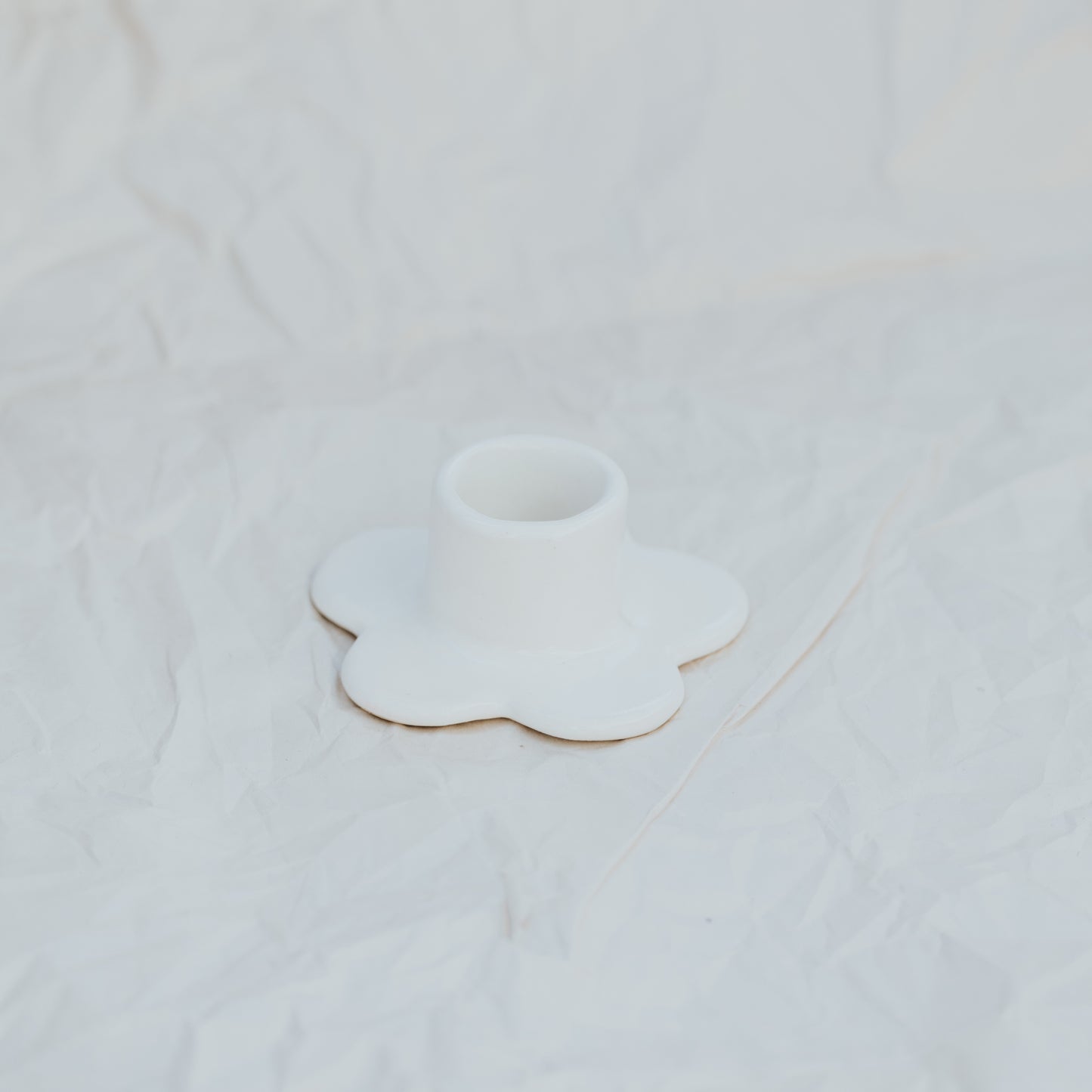 Floral Candlestick Holder ~ White