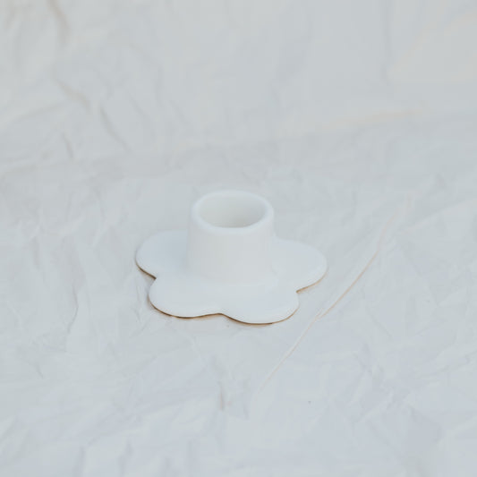 Floral Candlestick Holder ~ White