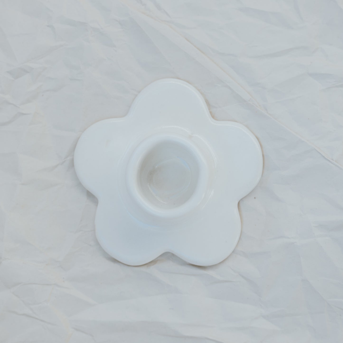Floral Candlestick Holder ~ White