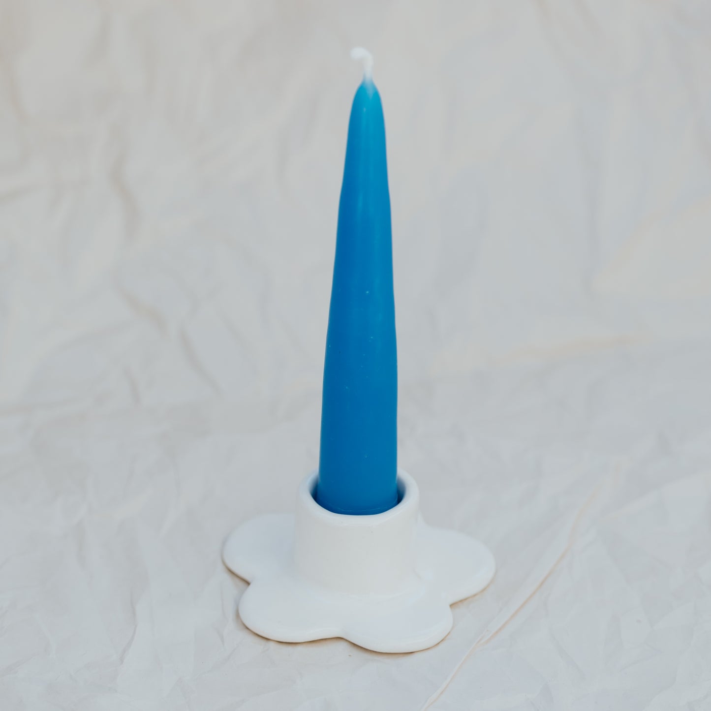 Floral Candlestick Holder ~ White