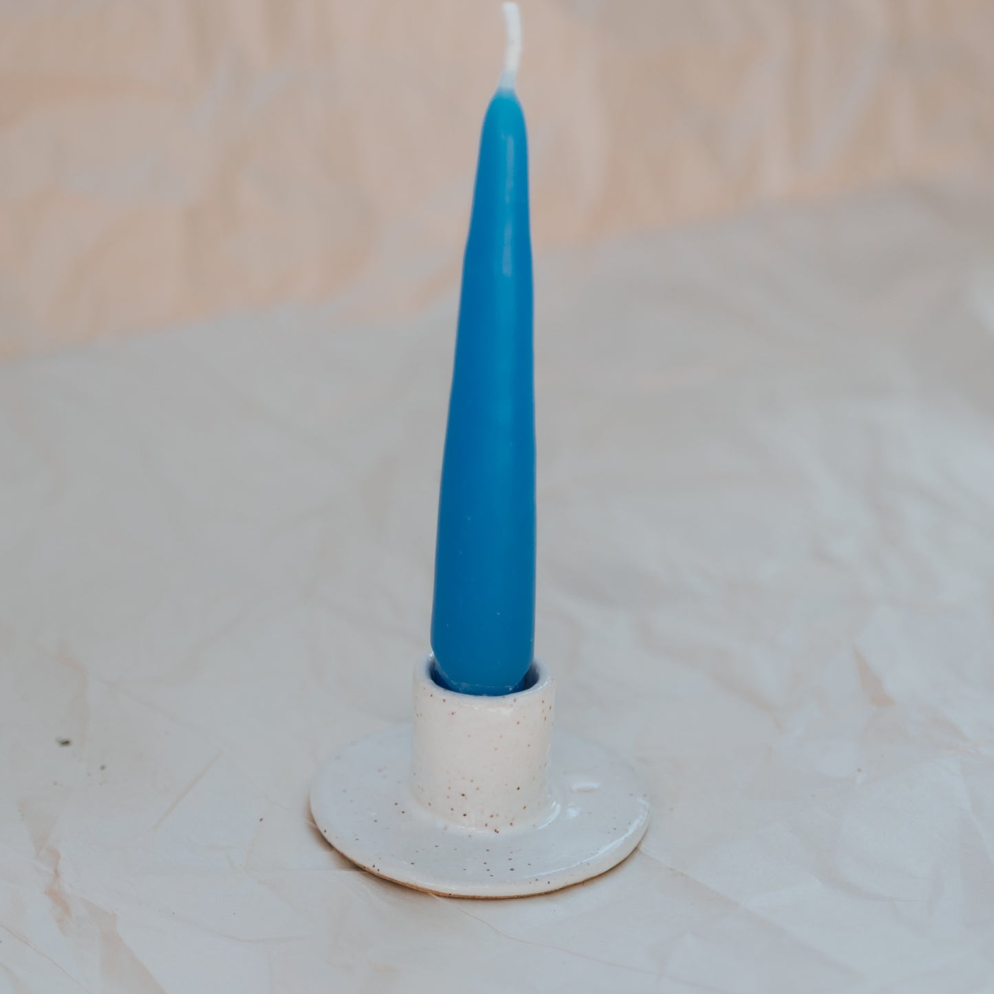 Circle Candlestick Holder ~ White Speckle