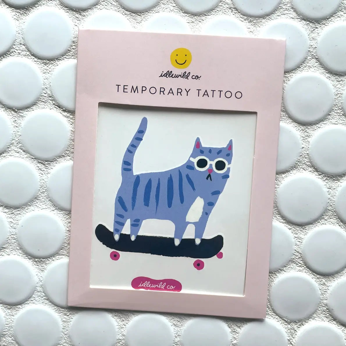 Skater Cat Temporary Tattoo