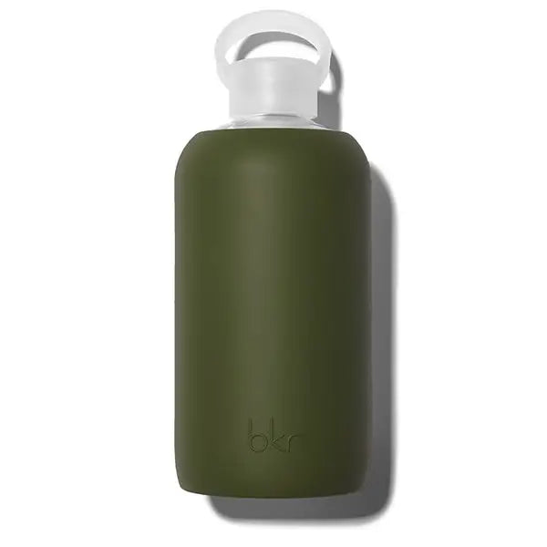 Glass Water Bottle ~ Olive