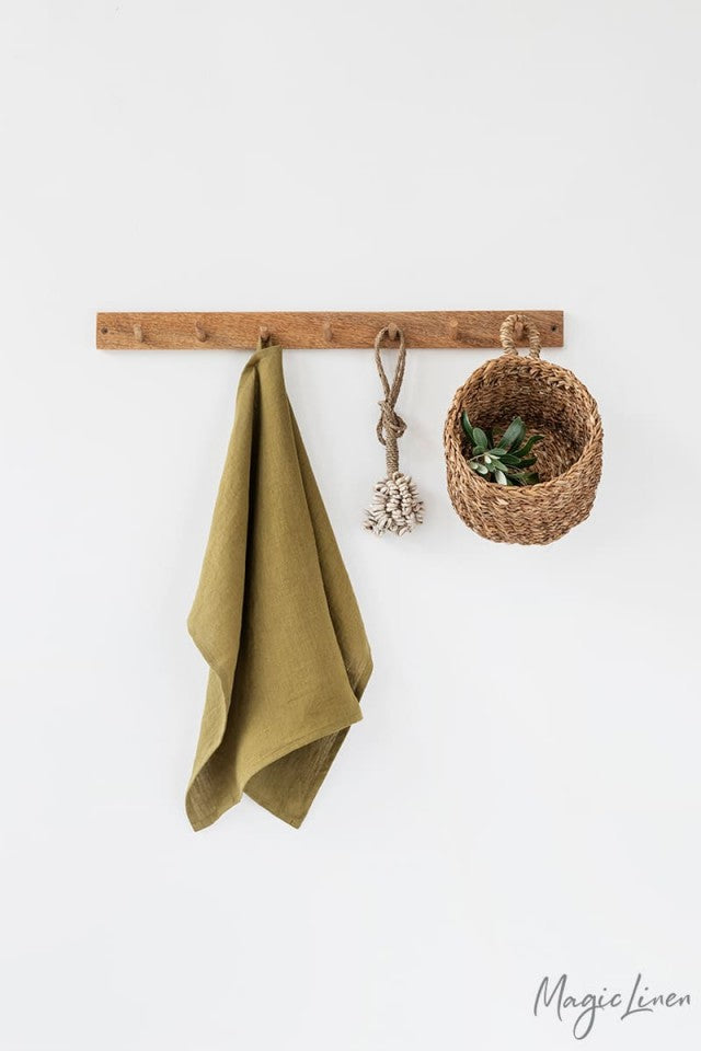 Linen Tea Towel ~ Olive Green