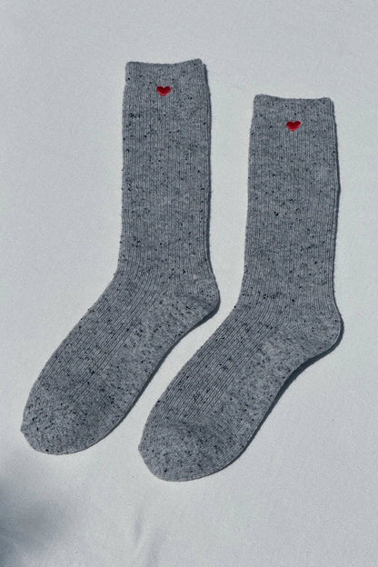 Embroidered Snow Socks - Grey