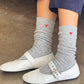 Embroidered Snow Socks - Grey