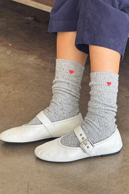 Embroidered Snow Socks - Grey