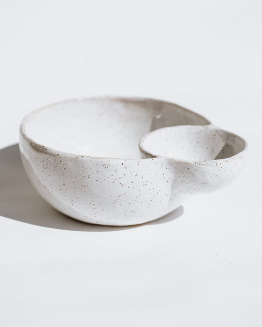 Personal Chip + Dip Bowl ~ White Speckled