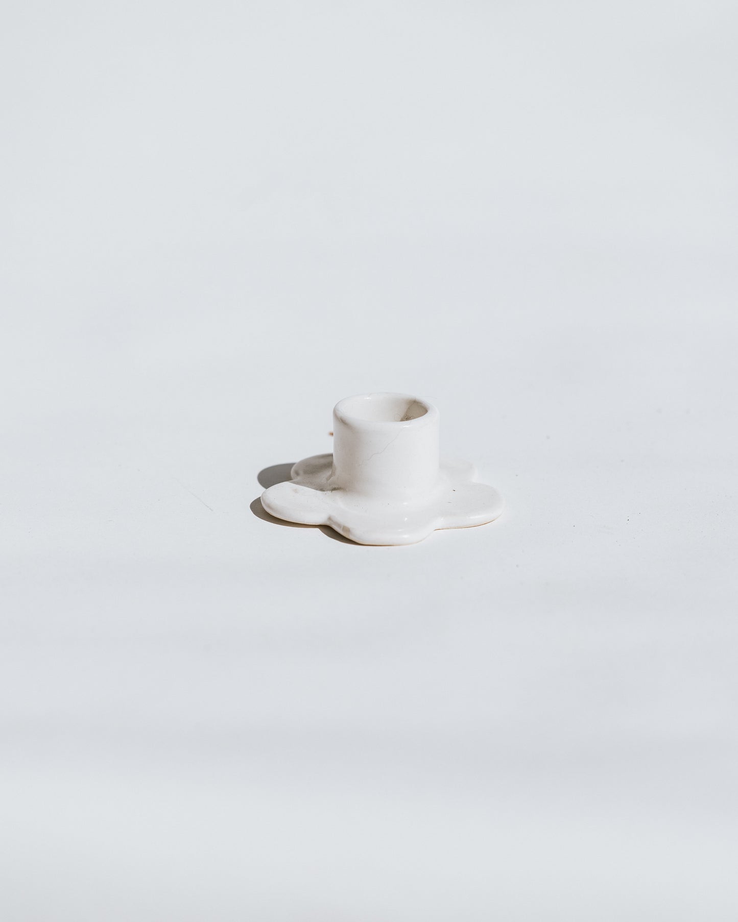 Floral Candlestick Holder ~ White