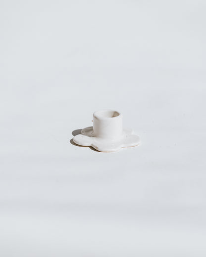 Floral Candlestick Holder ~ White
