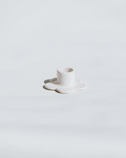 Floral Candlestick Holder ~ White