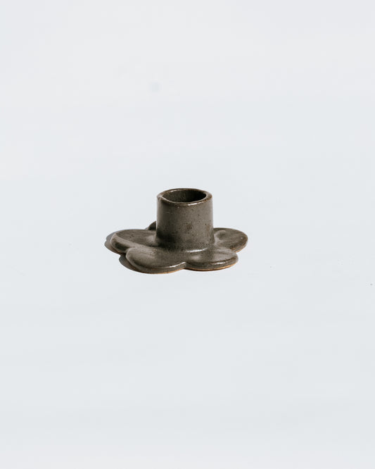 Floral Candlestick Holder ~ Charcoal
