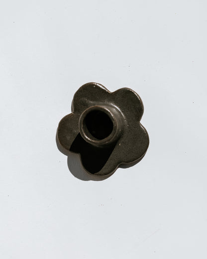 Floral Candlestick Holder ~ Charcoal