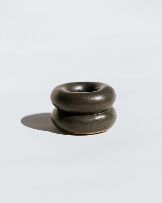 Donut Candlestick Holder ~ Charcoal