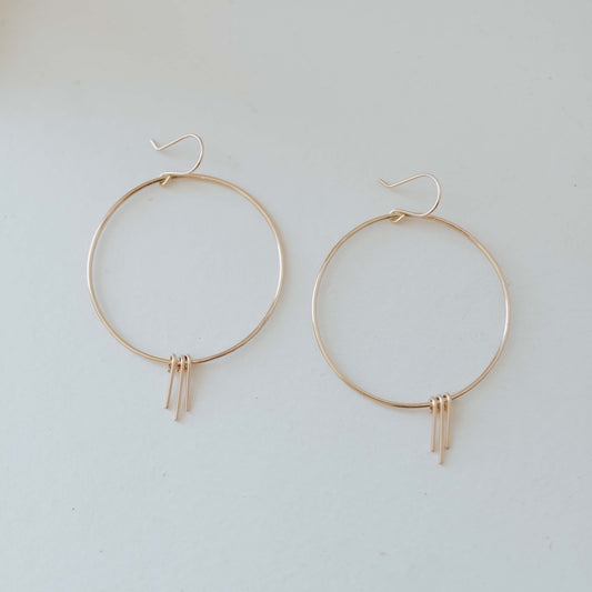 Gold Sticks Drop Hoop Earrings