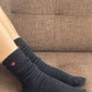 Embroidered Snow Socks - Charcoal