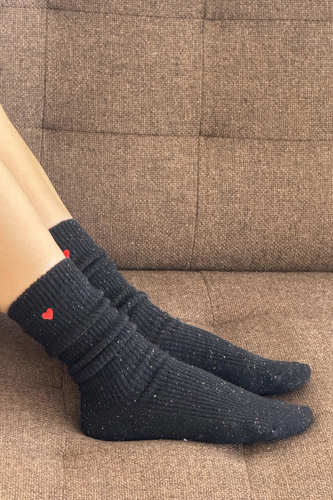 Embroidered Snow Socks - Charcoal