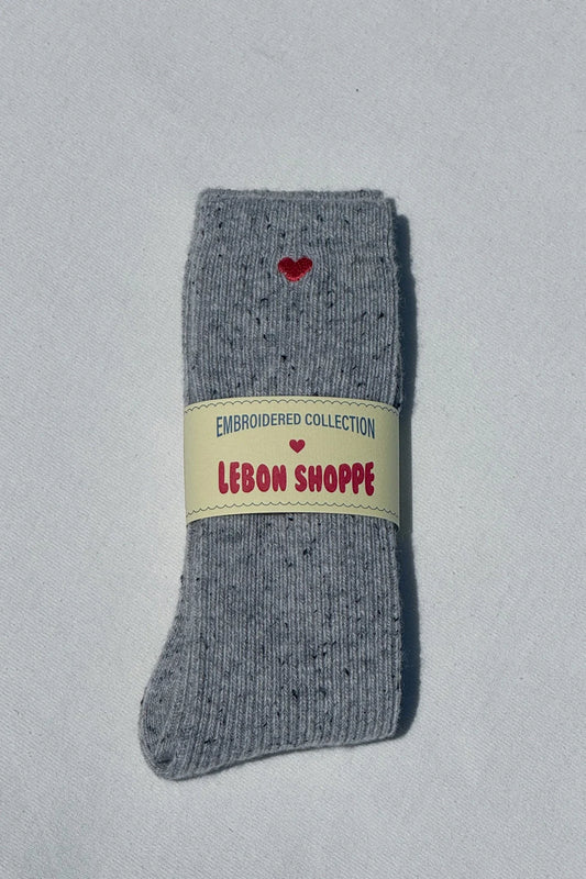 Embroidered Snow Socks - Grey