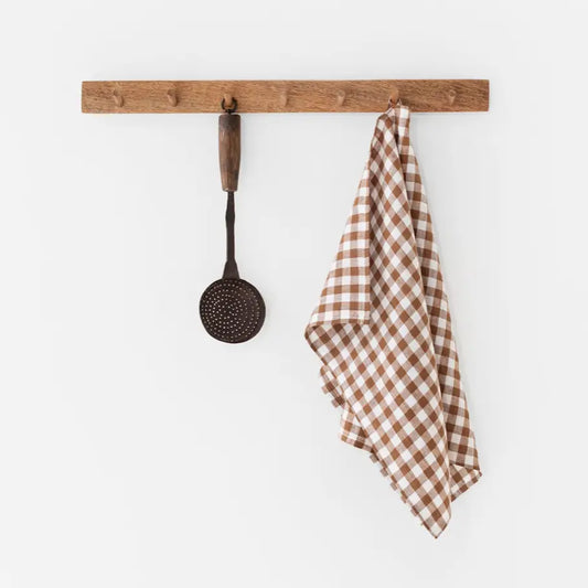 Linen Tea Towel ~ Cinnamon Gingham