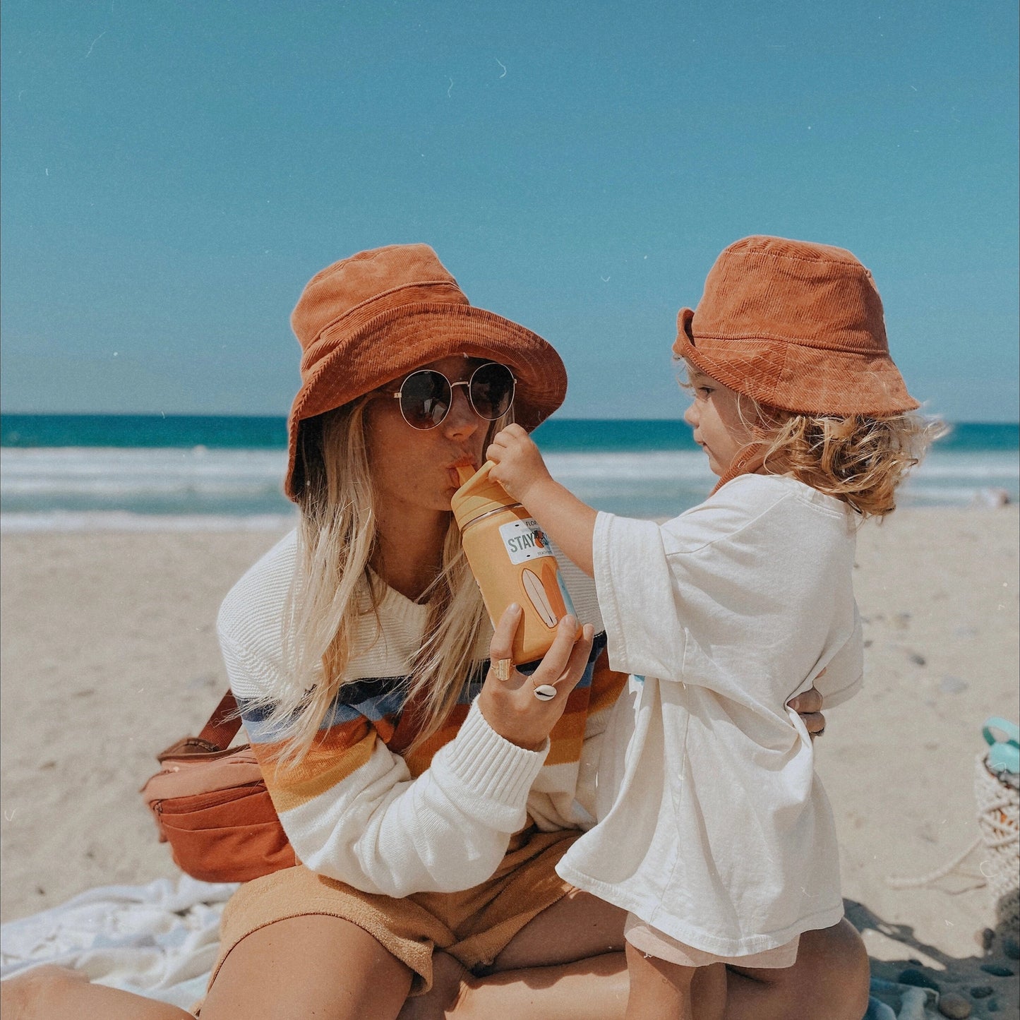 Corduroy Wide Brim Sun Hat - Rust