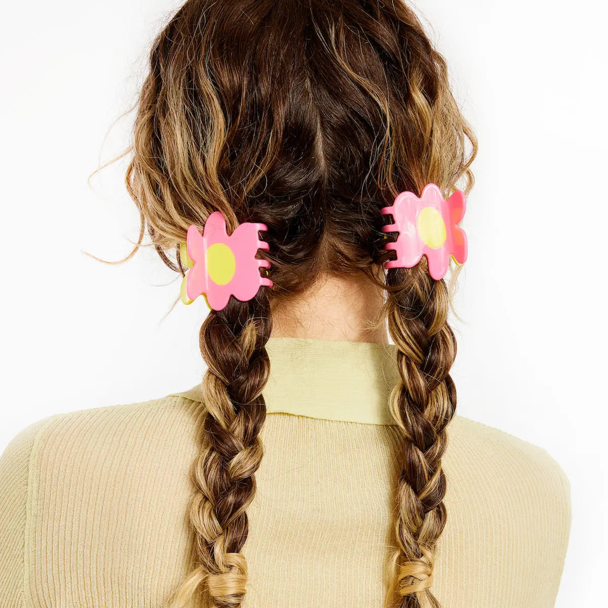 Flower Claw in Yellow + Pink