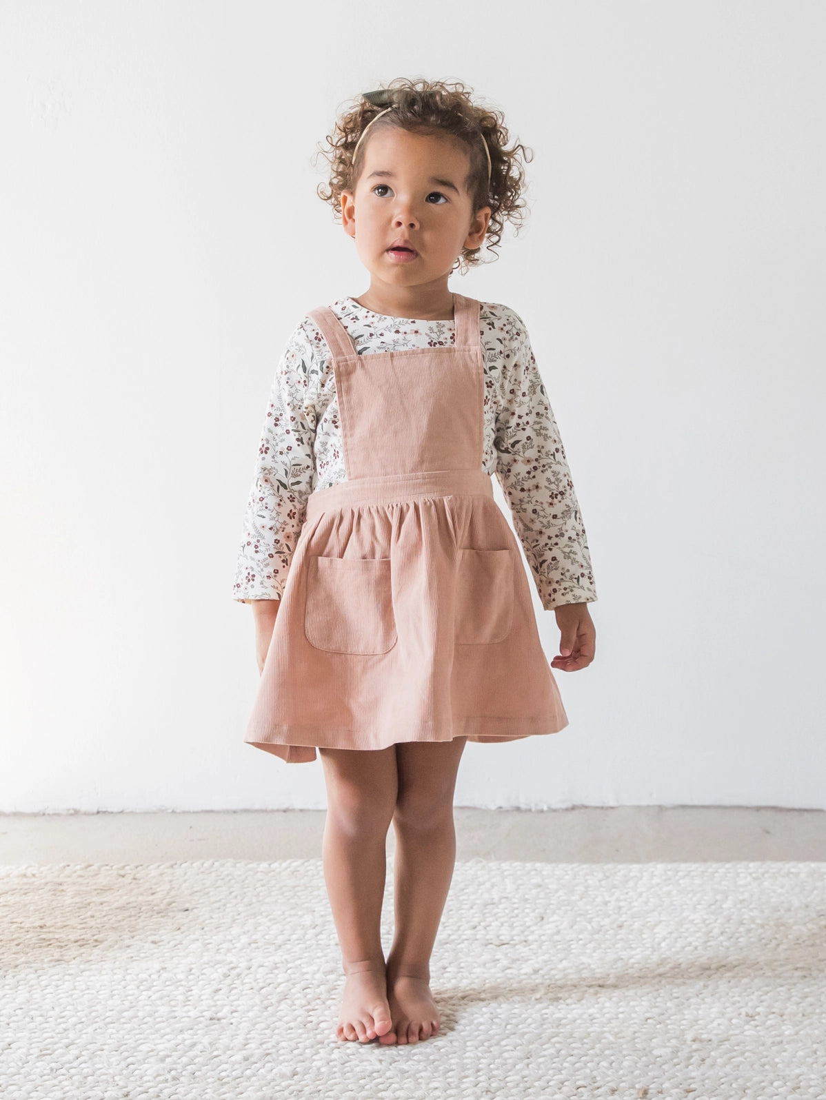 Pink Corduroy Pinafore Dress