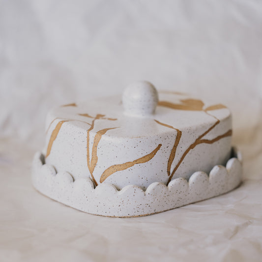 Floral Butter Dish ~ Scalloped